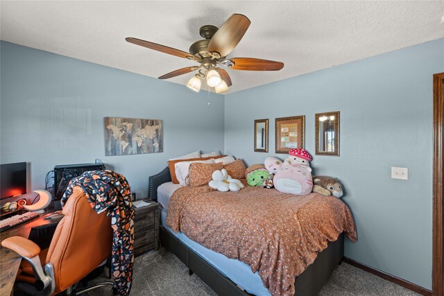 bedroom with carpet and ceiling fan