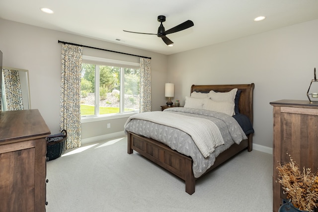 bedroom featuring carpet flooring and ceiling fan