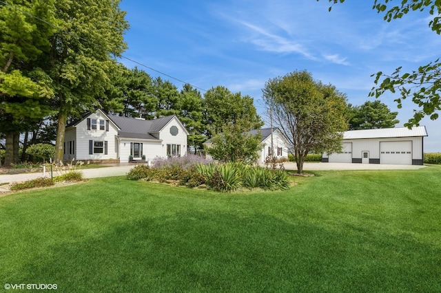 view of yard featuring a garage