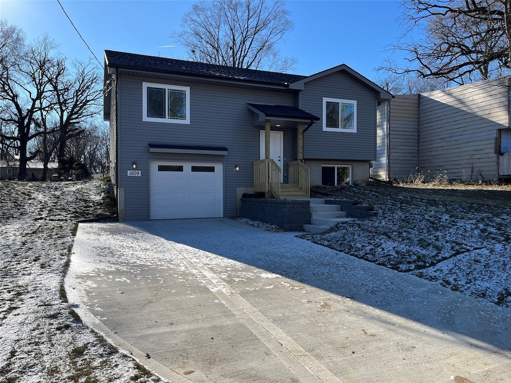 bi-level home with a garage