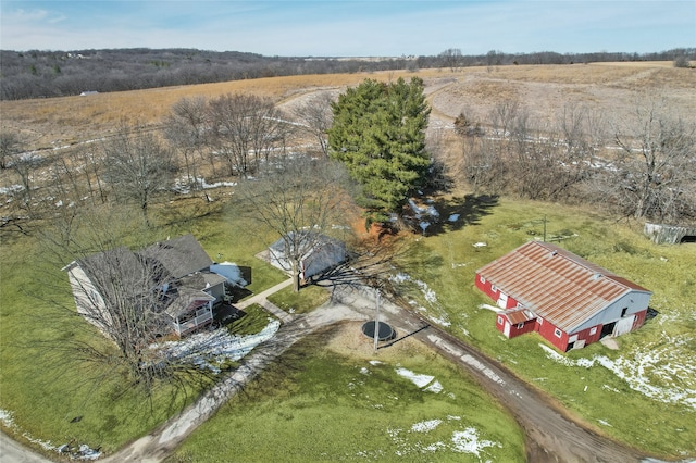 drone / aerial view featuring a rural view