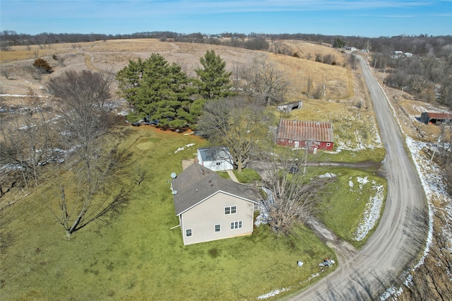 aerial view featuring a rural view