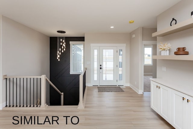 foyer featuring light wood-type flooring