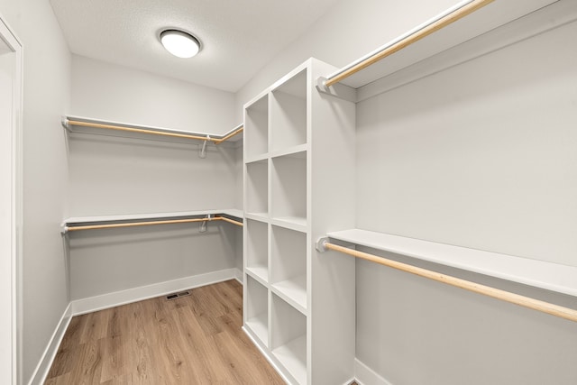 spacious closet featuring light wood-type flooring