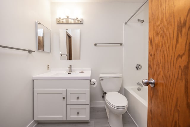 full bathroom with shower / tub combination, toilet, and vanity