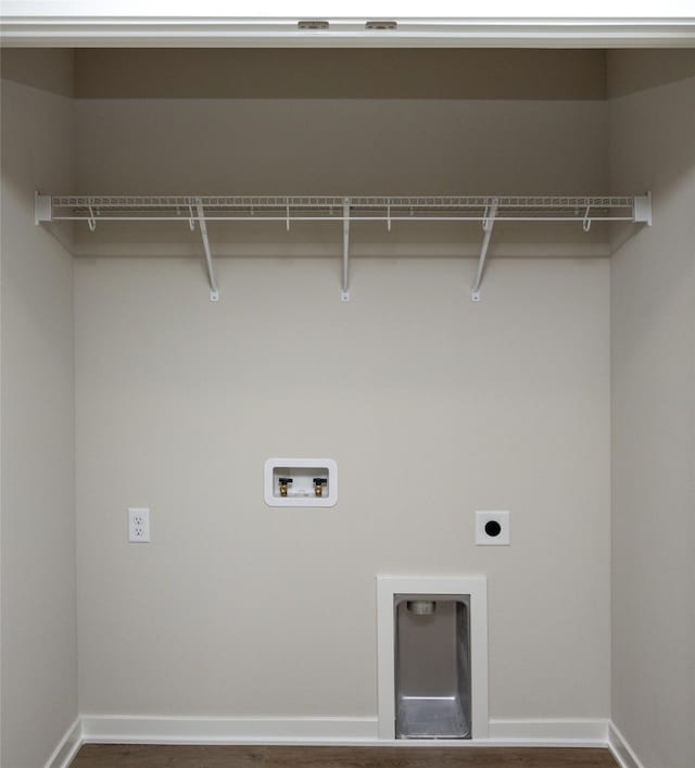 laundry area with washer hookup, dark hardwood / wood-style floors, and hookup for an electric dryer