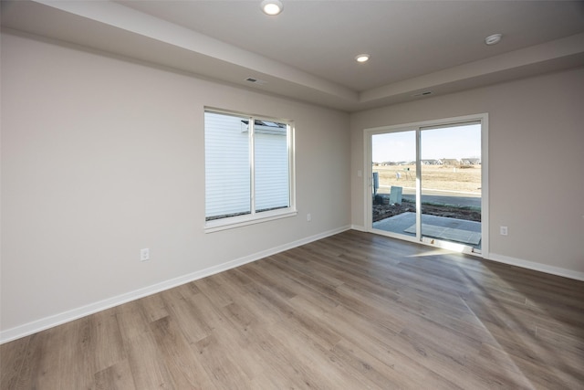 empty room with light wood-type flooring