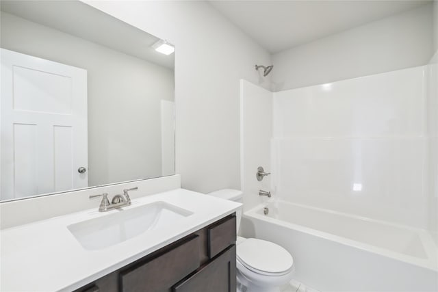 full bathroom with vanity, toilet, and bathtub / shower combination