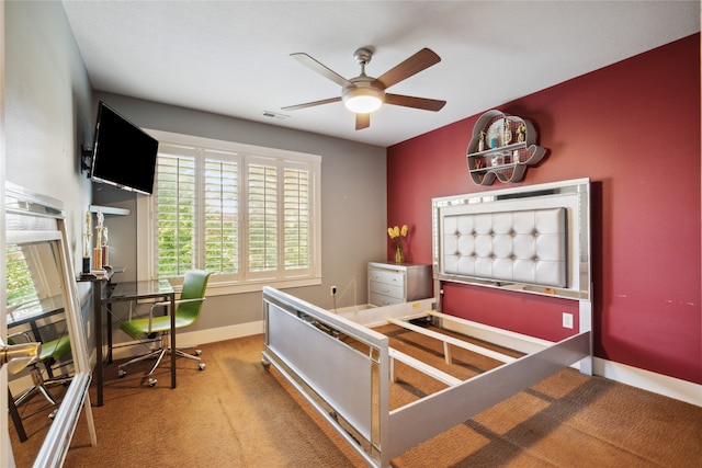 bedroom with carpet flooring, multiple windows, visible vents, and baseboards