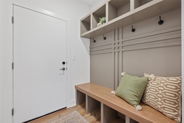 mudroom with light wood-type flooring