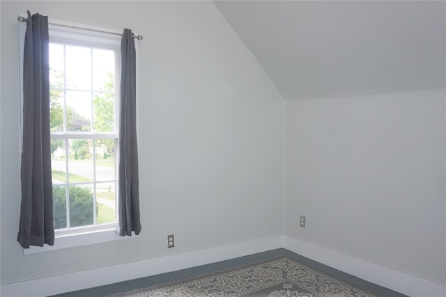 spare room with vaulted ceiling and a wealth of natural light