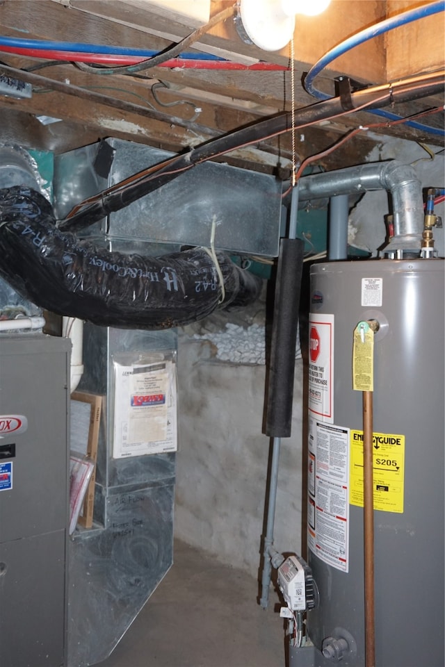 utility room featuring water heater