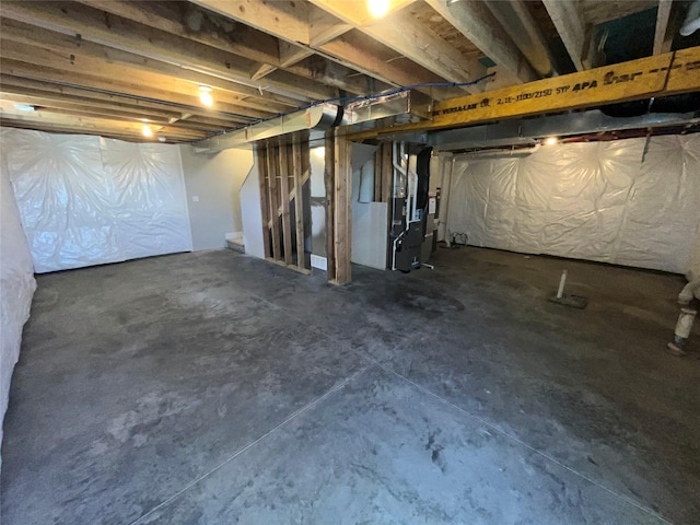 basement with heating unit