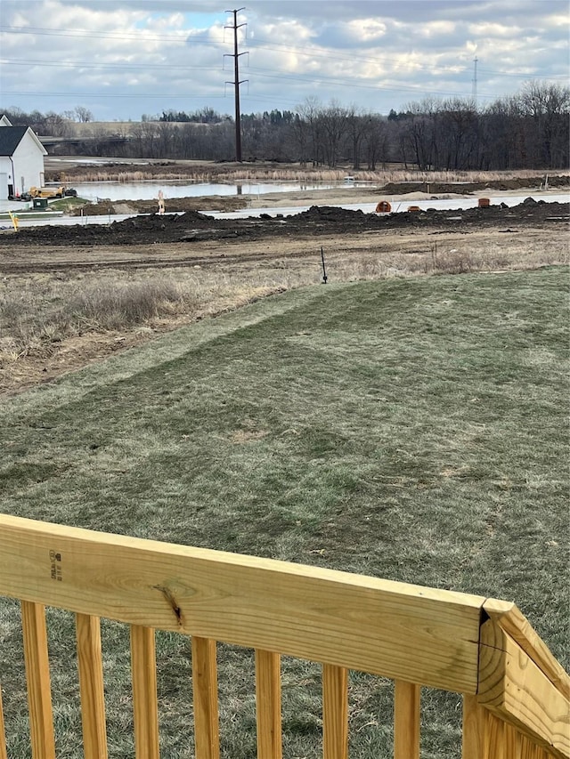 view of yard with a water view