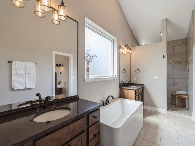 bathroom featuring vanity and tile patterned flooring