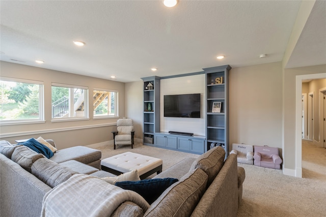 living room featuring carpet floors