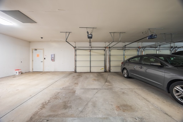 garage with a garage door opener