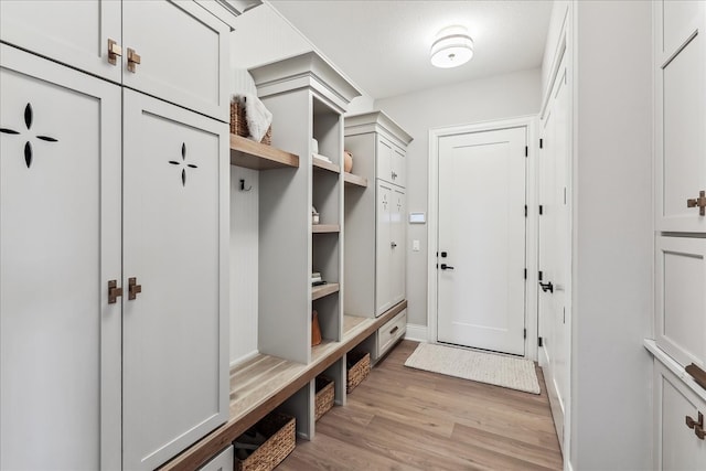 mudroom featuring light hardwood / wood-style flooring