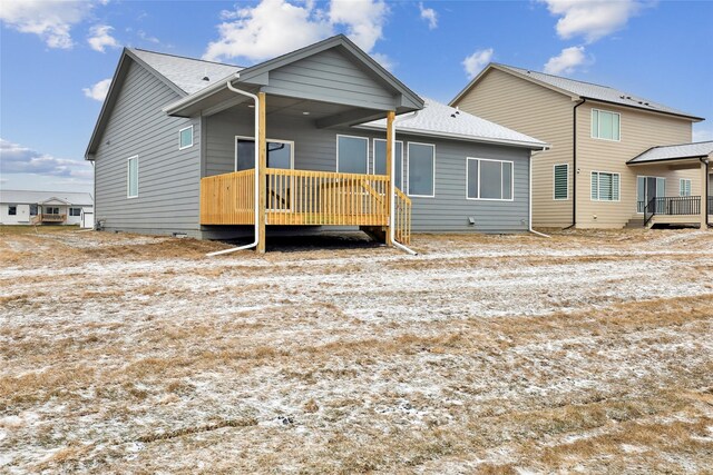 view of snow covered property