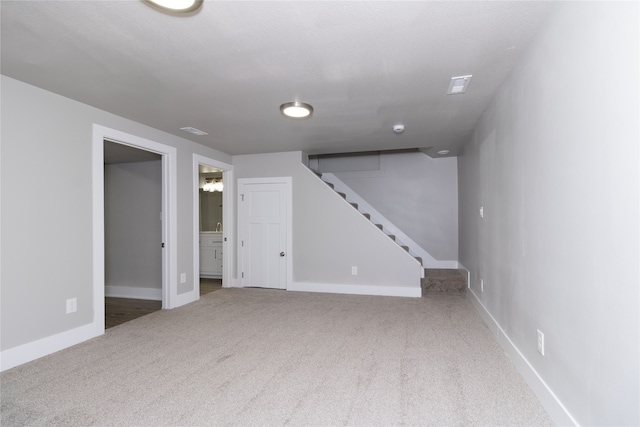 basement featuring carpet