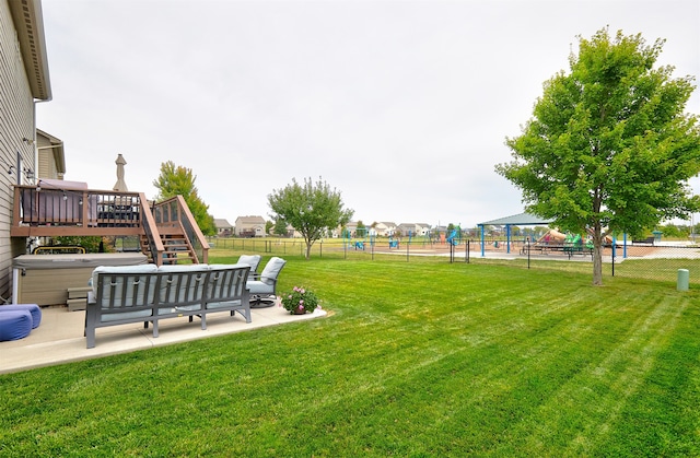 view of yard with a patio and a deck