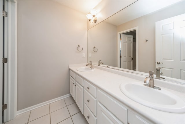 bathroom with tile patterned floors and vanity