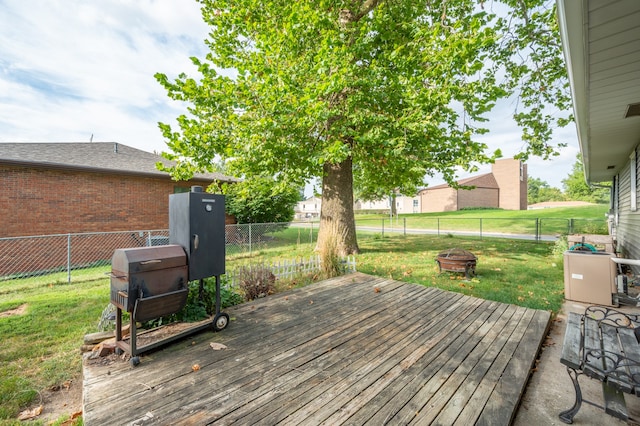 deck with a lawn