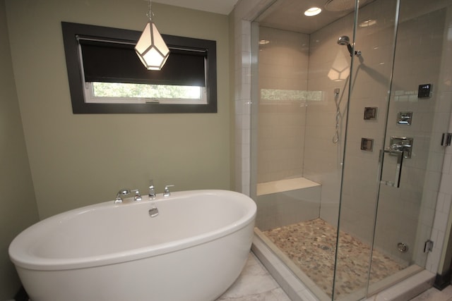 bathroom with independent shower and bath