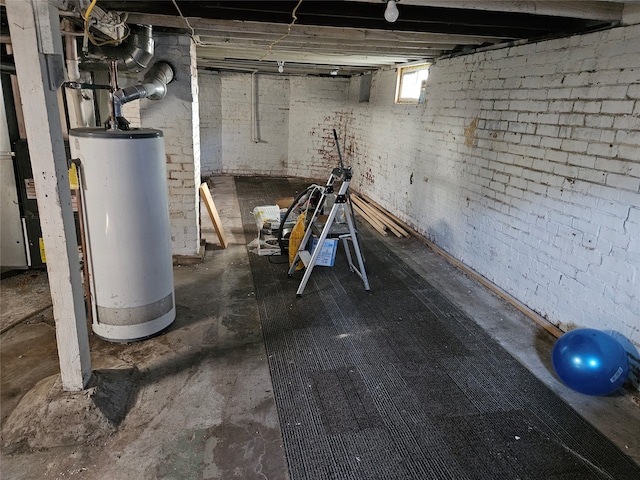 basement with gas water heater