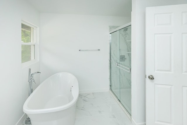 bathroom with plus walk in shower