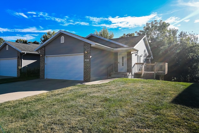 view of home's exterior featuring a lawn and a garage