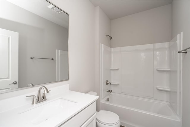 full bathroom featuring vanity, shower / bathing tub combination, and toilet