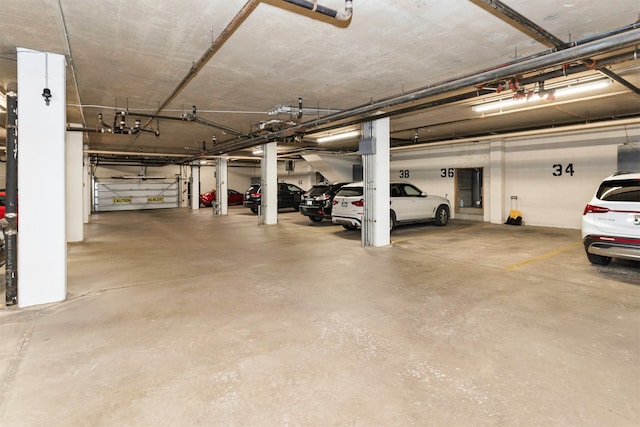 garage with a garage door opener