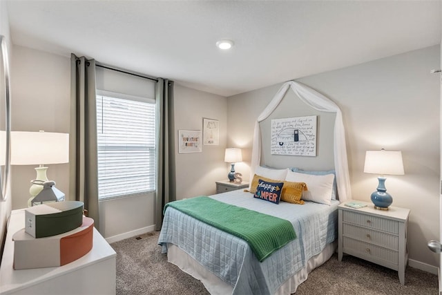 bedroom with light carpet