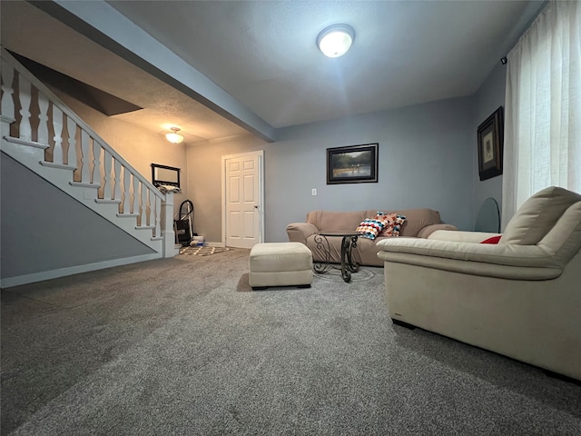 living room with carpet floors