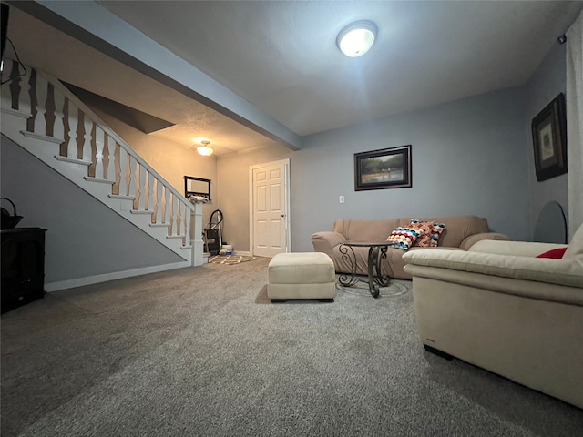 living room featuring carpet