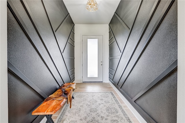 entryway with light wood-type flooring