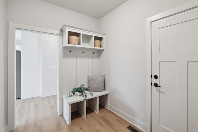 mudroom featuring light hardwood / wood-style flooring