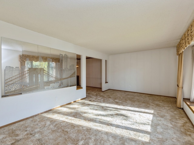 empty room featuring a textured ceiling and carpet floors