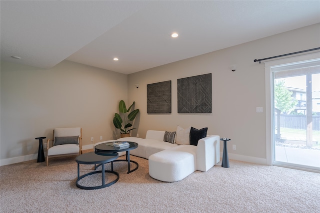 living area with carpet