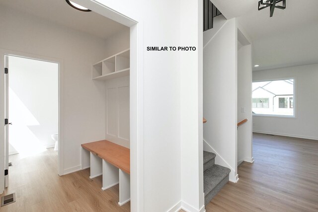 mudroom featuring light wood-type flooring