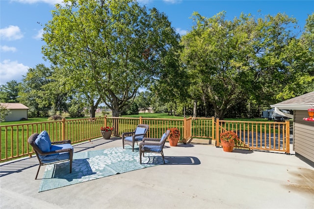 view of patio with a wooden deck