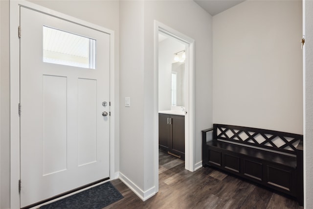 entryway featuring dark hardwood / wood-style flooring