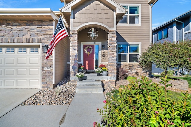 entrance to property with a garage