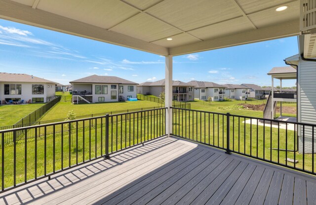 18016 Tanglewood Dr, Clive, IA 50325 - wooden terrace featuring a residential view and a fenced backyard
