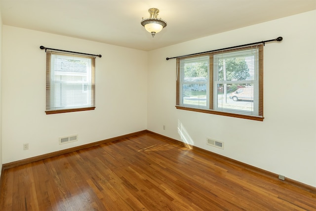 spare room featuring wood-type flooring