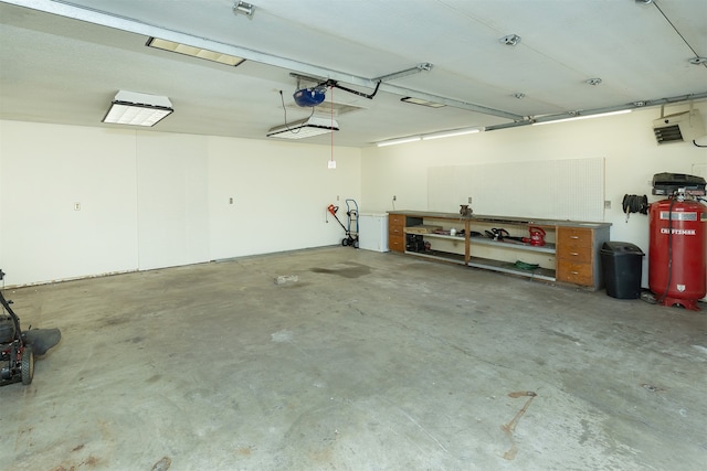 garage with a garage door opener