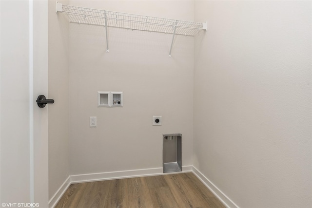 laundry area with hardwood / wood-style floors, electric dryer hookup, and hookup for a washing machine