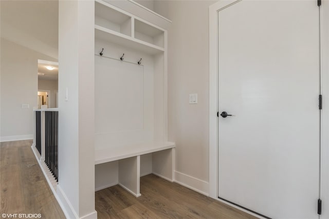 mudroom with hardwood / wood-style flooring