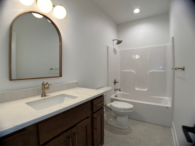 full bathroom with vanity, toilet, and tub / shower combination